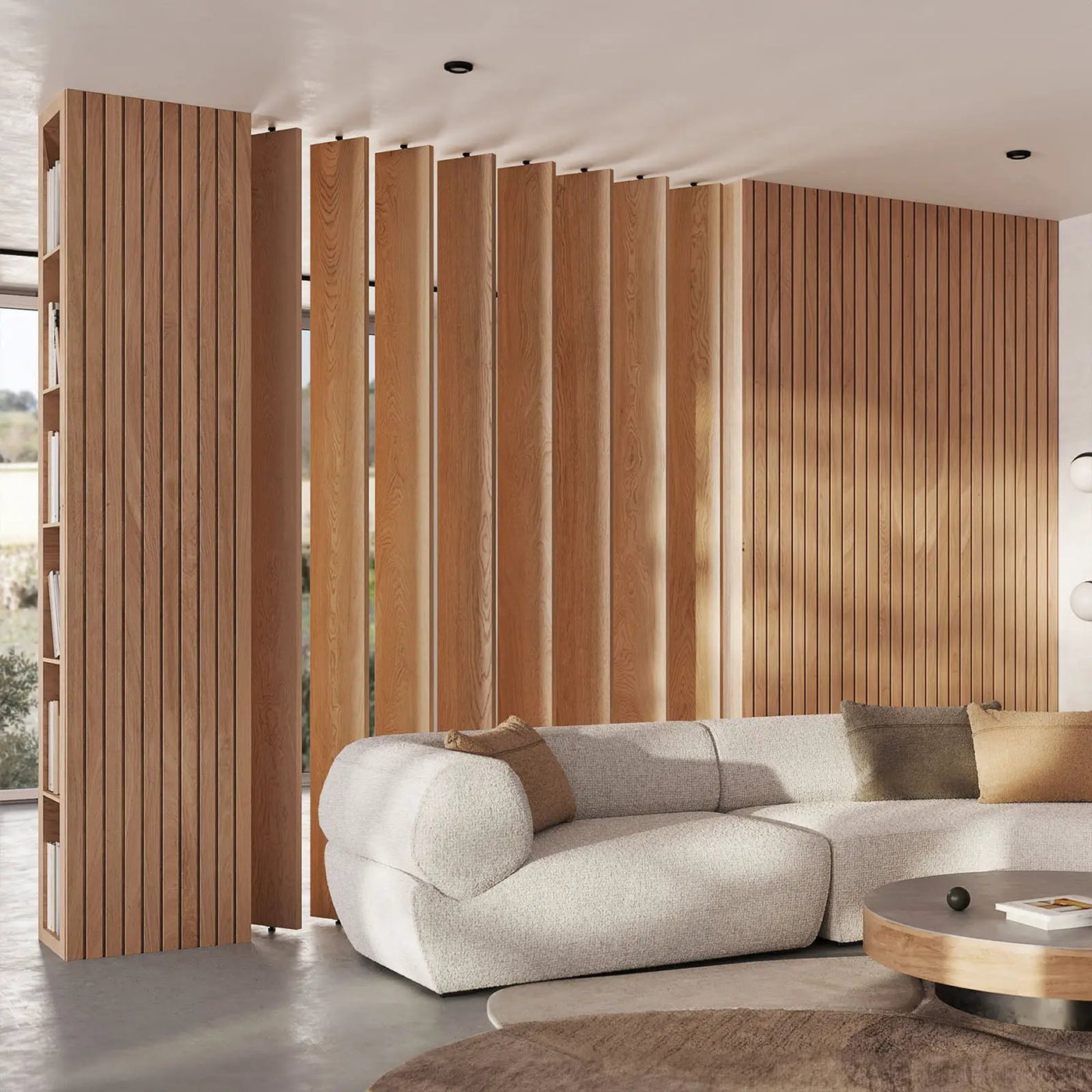 Wide Wood Slat Room Divider by andor willow