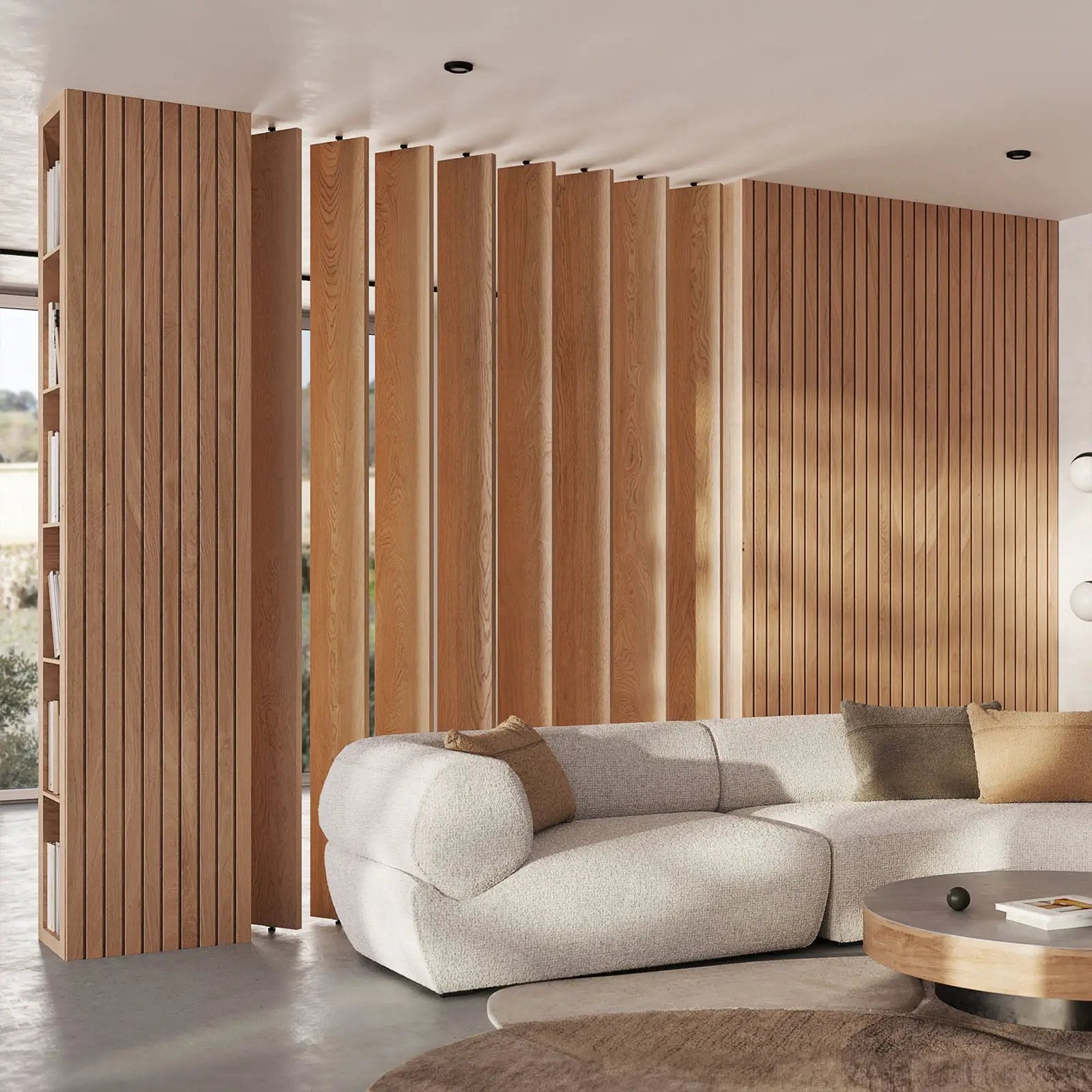 Wide Wood Slat Room Divider by andor willow