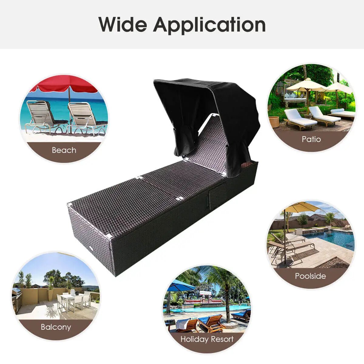 Outdoor Chaise Lounge Chair with Folding Canopy by DirectDeals