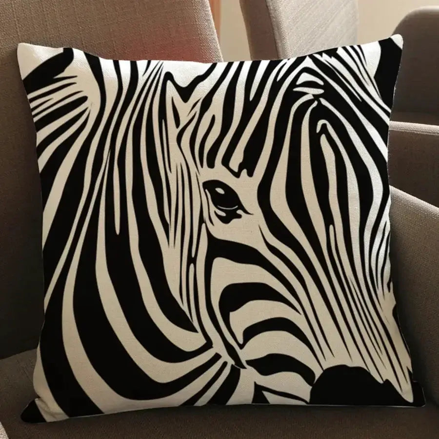 Wild Animal Style Decorative Cushion African Zebra Elephant Giraffe Cushion Square Throw Pillows Cotton Linen Pillowcase 45x45cm by House Of Avana