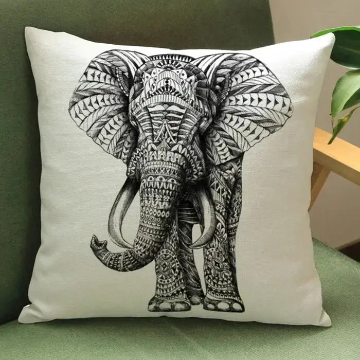 Wild Animal Style Decorative Cushion African Zebra Elephant Giraffe Cushion Square Throw Pillows Cotton Linen Pillowcase 45x45cm by House Of Avana