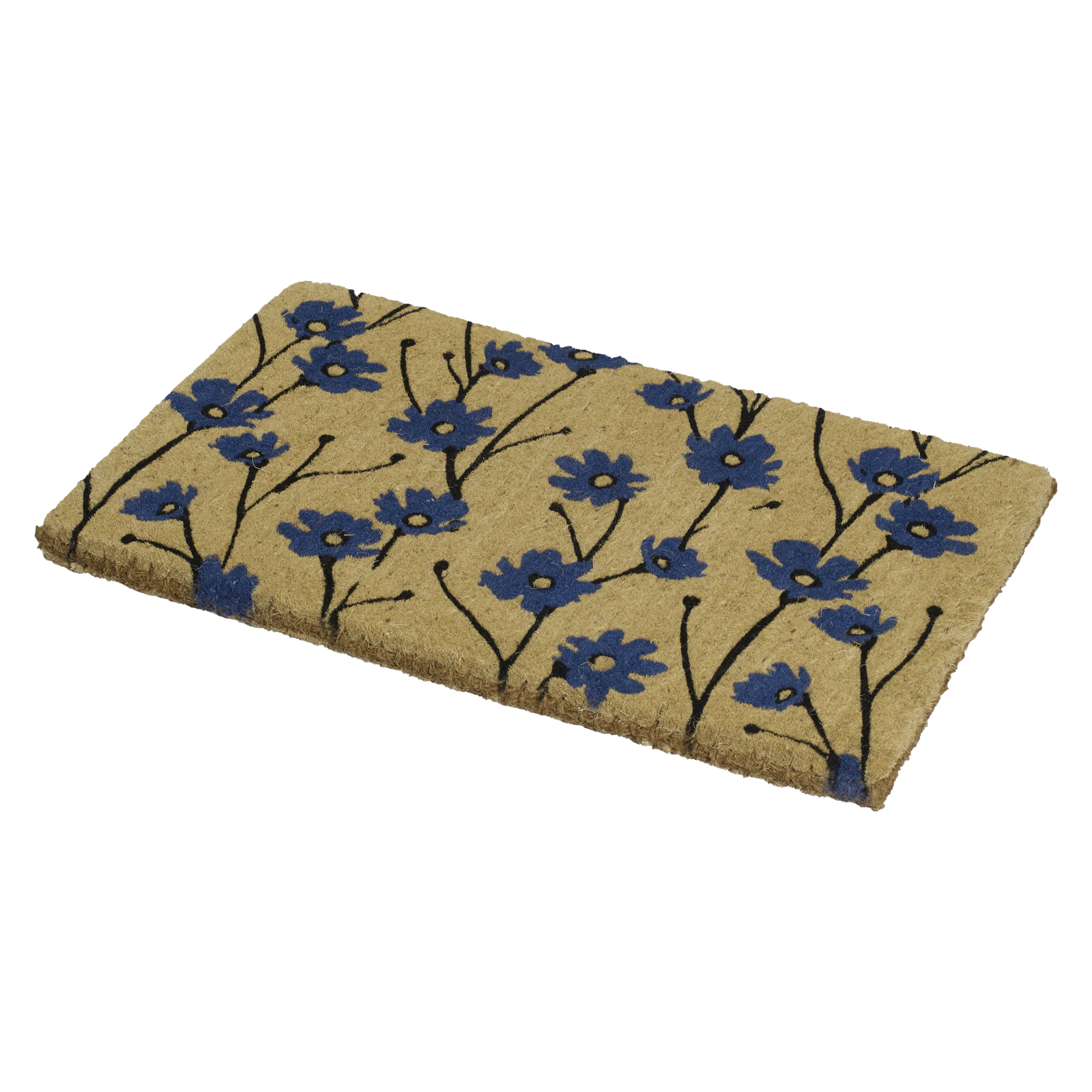 Wild Flowers - Blue Coir Doormat by Fab Habitat