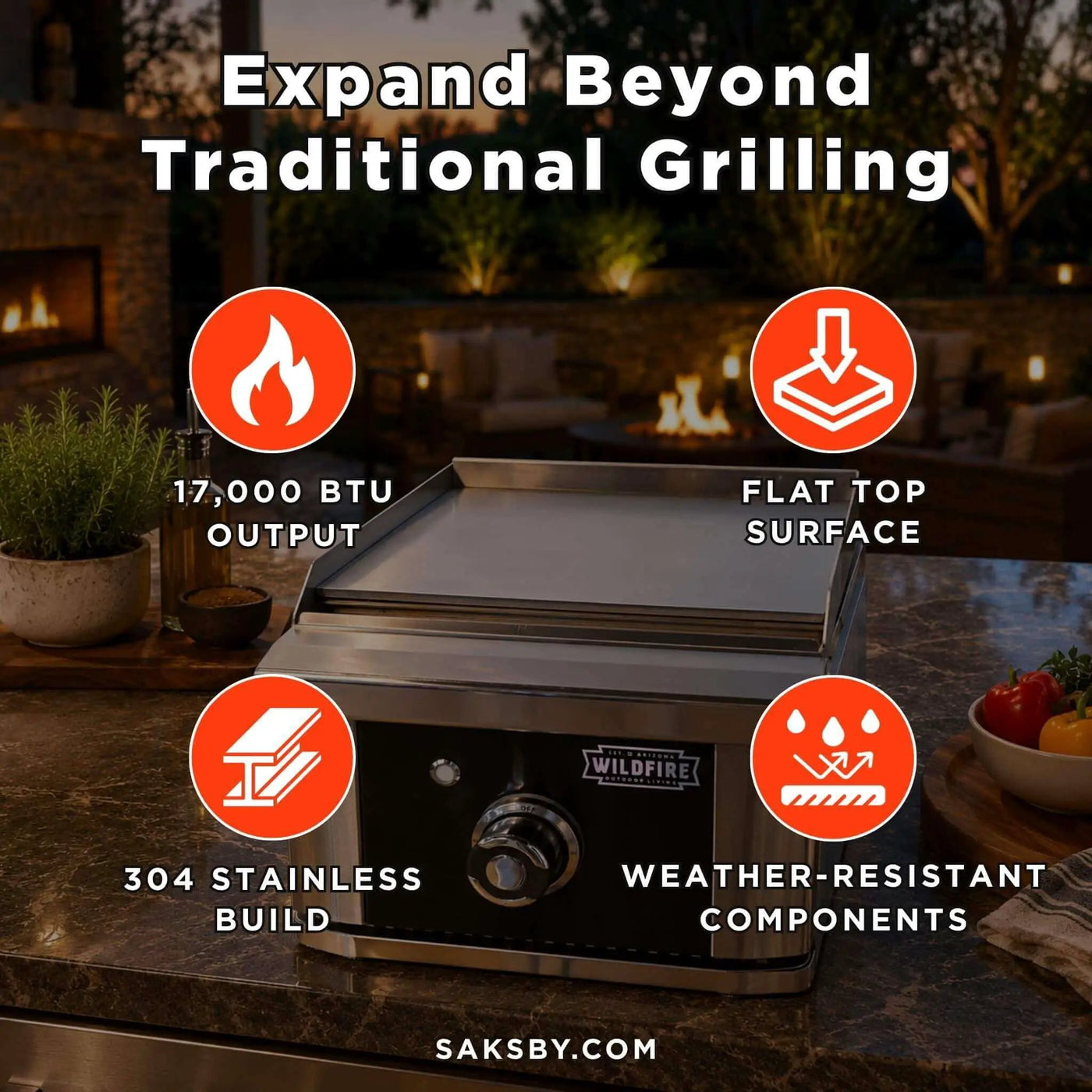 Wildfire Outdoor Living Ranch Pro 15-Inch Stainless Steel Side Griddle [WFSDGRD-BSS/SS] (SAK19684) by SAKSBY WHOLESALE