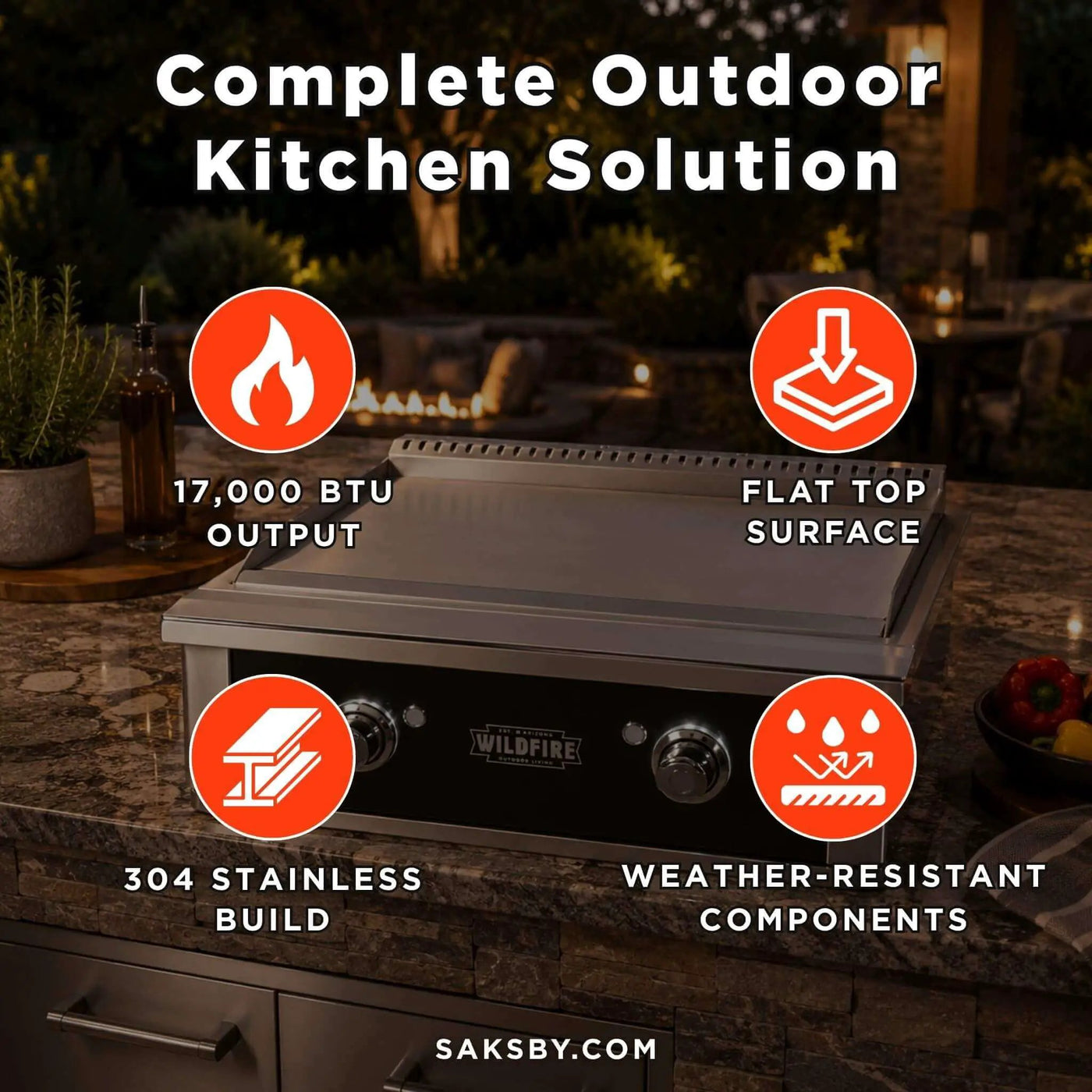 Wildfire Outdoor Living Ranch Pro 30-Inch 304 Stainless Steel Griddle [WF-PRO30GRD-BSS/SS] (SAK18364) by SAKSBY WHOLESALE