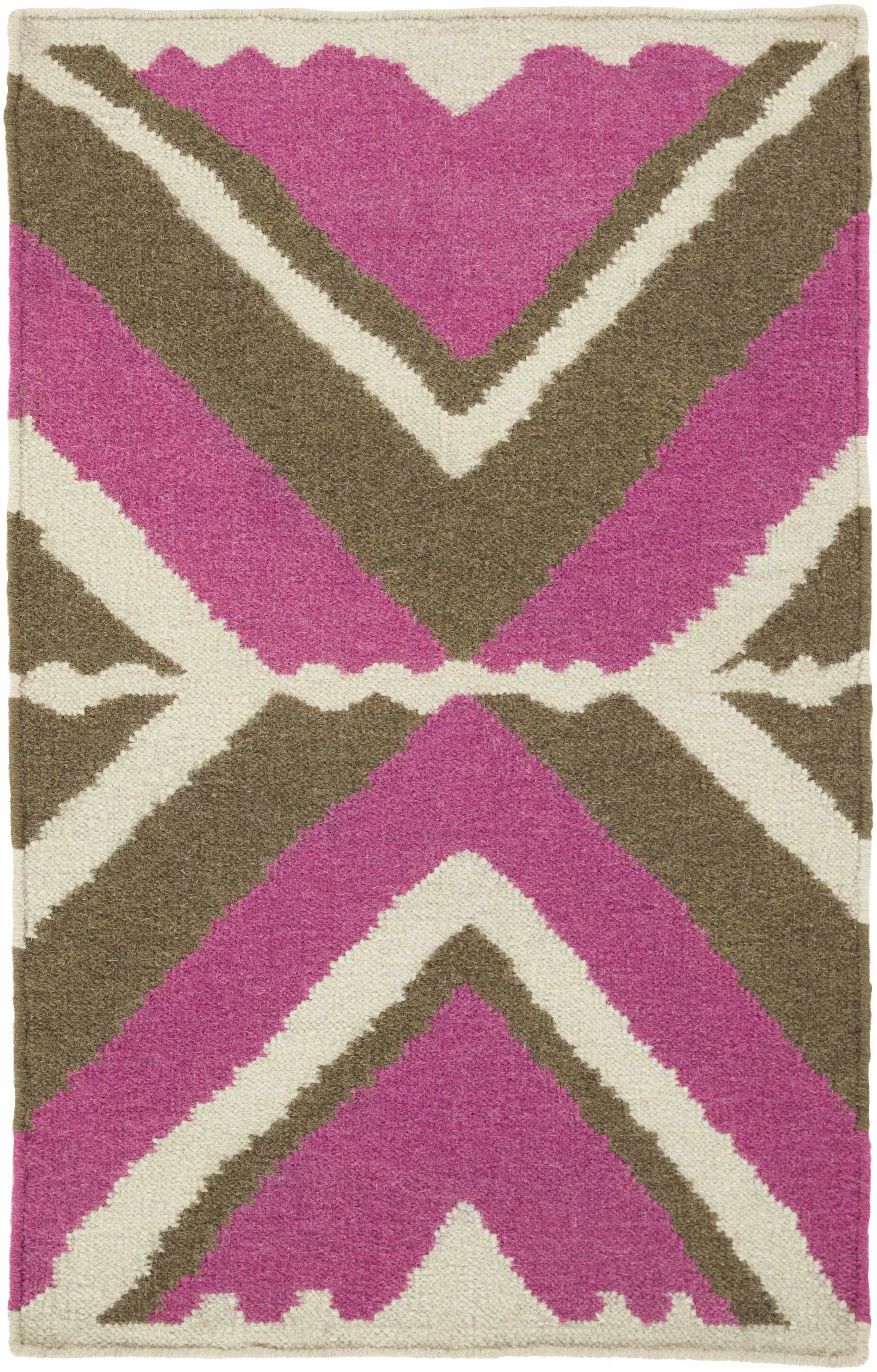 Wiley Magenta&Brown Wool Rug - Clearance by Boutique Rugs