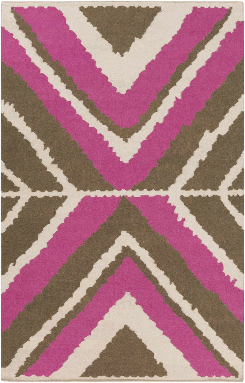 Wiley Magenta&Brown Wool Rug - Clearance by Boutique Rugs