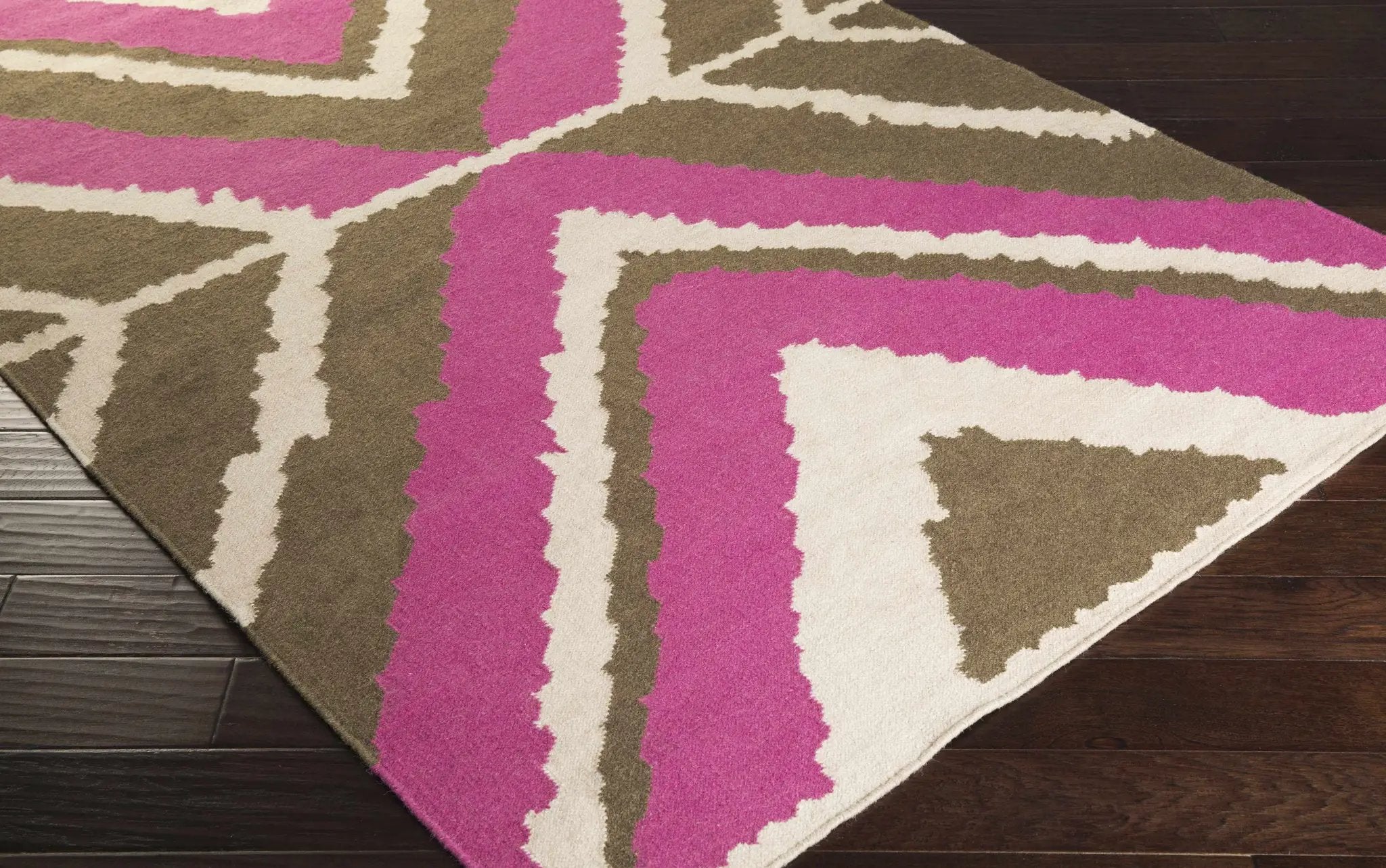 Wiley Magenta&Brown Wool Rug - Clearance by Boutique Rugs