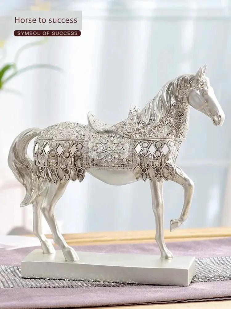 Decorative Horse Wine Bottle Holder Sculpture in Antique Silver by House Of Avana