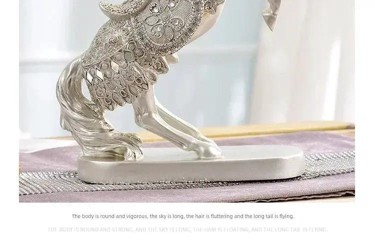 Decorative Horse Wine Bottle Holder Sculpture in Antique Silver by House Of Avana