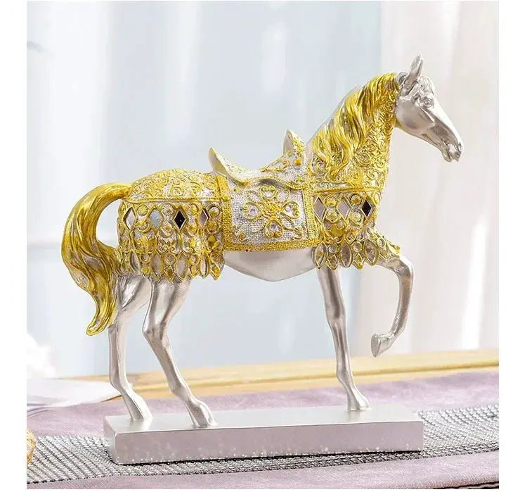 Decorative Horse Wine Bottle Holder Sculpture in Antique Silver by House Of Avana
