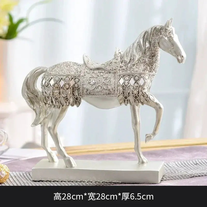Decorative Horse Wine Bottle Holder Sculpture in Antique Silver by House Of Avana