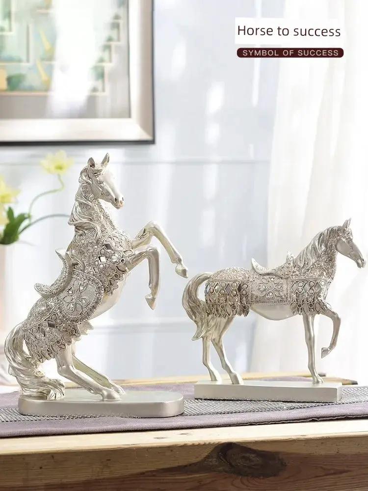 Decorative Horse Wine Bottle Holder Sculpture in Antique Silver by House Of Avana