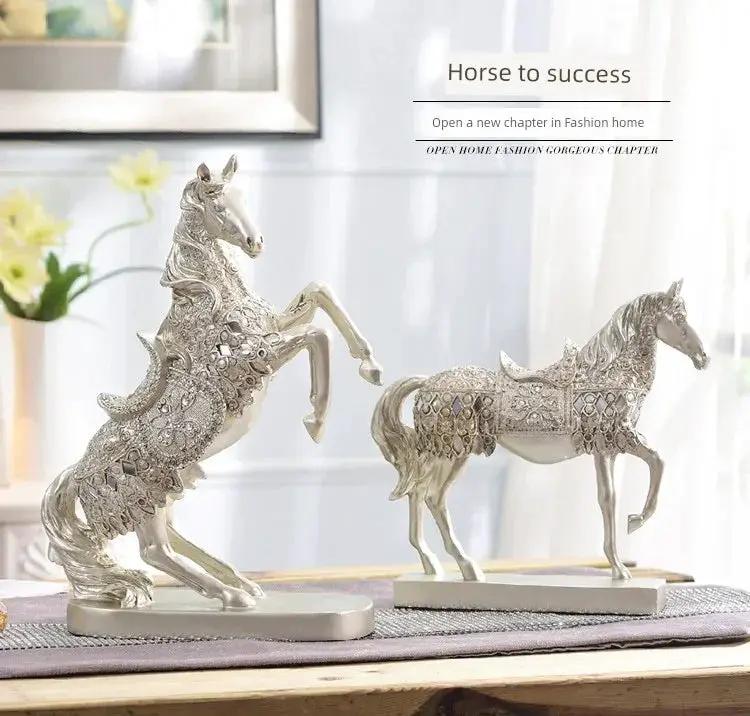 Decorative Horse Wine Bottle Holder Sculpture in Antique Silver by House Of Avana