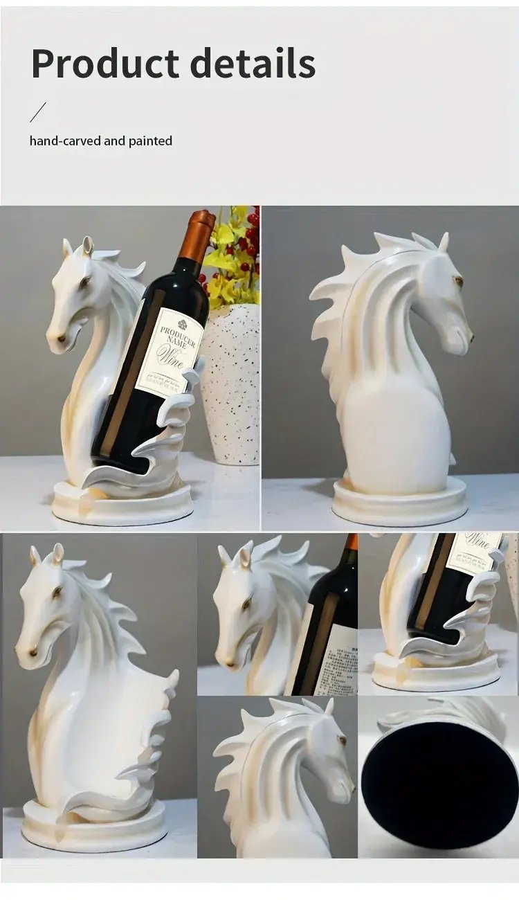Wine Rack - Modern Horse Head Wooden by House Of Avana