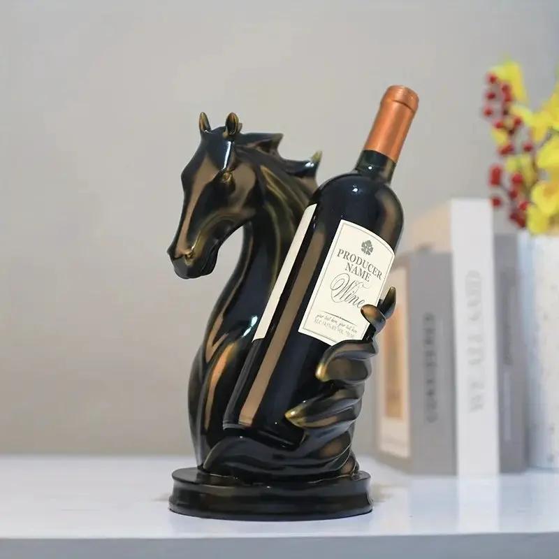 Wine Rack - Modern Horse Head Wooden by House Of Avana