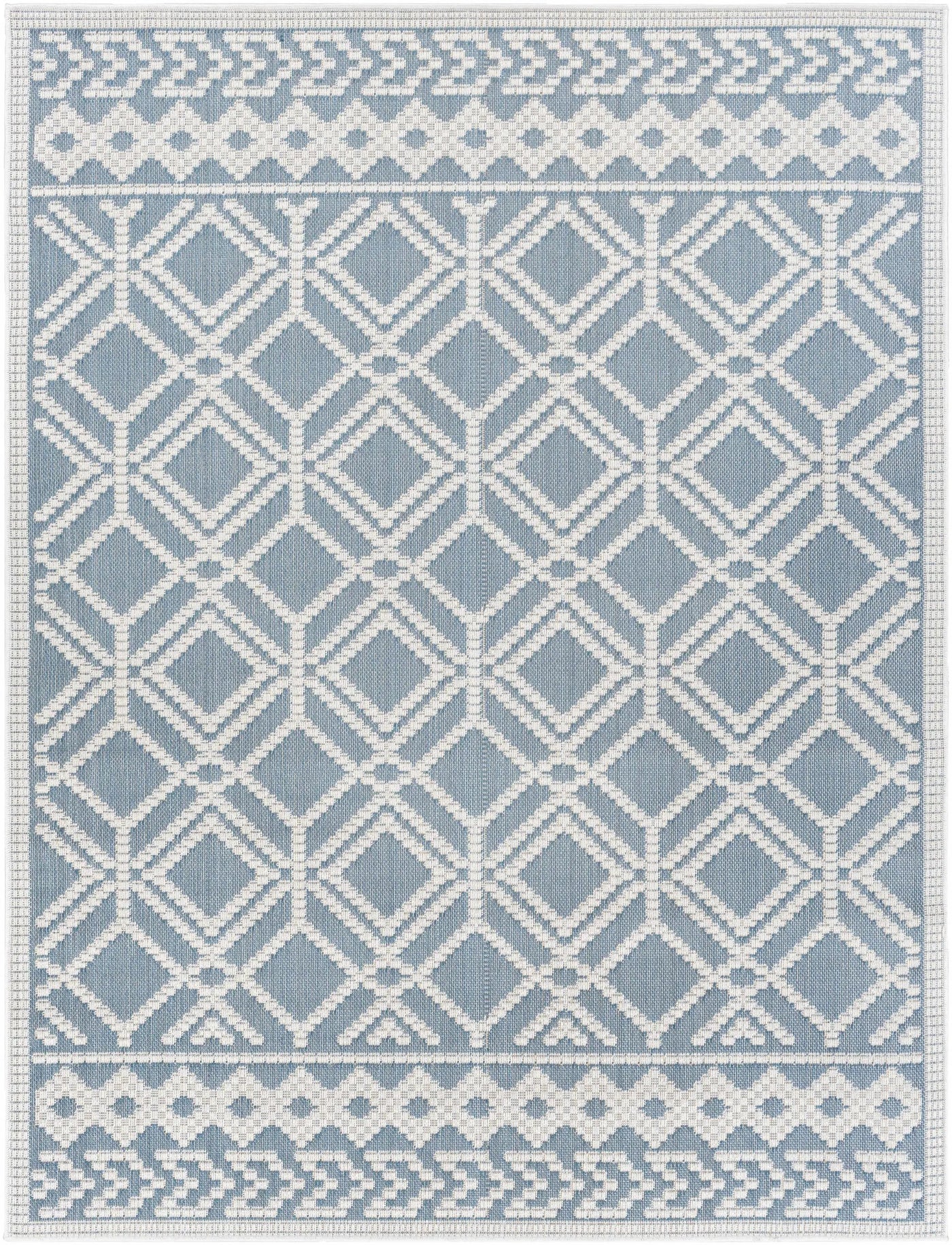 Wingina 8x10 Ice Blue Trellis Outdoor Rug - Clearance by Boutique Rugs