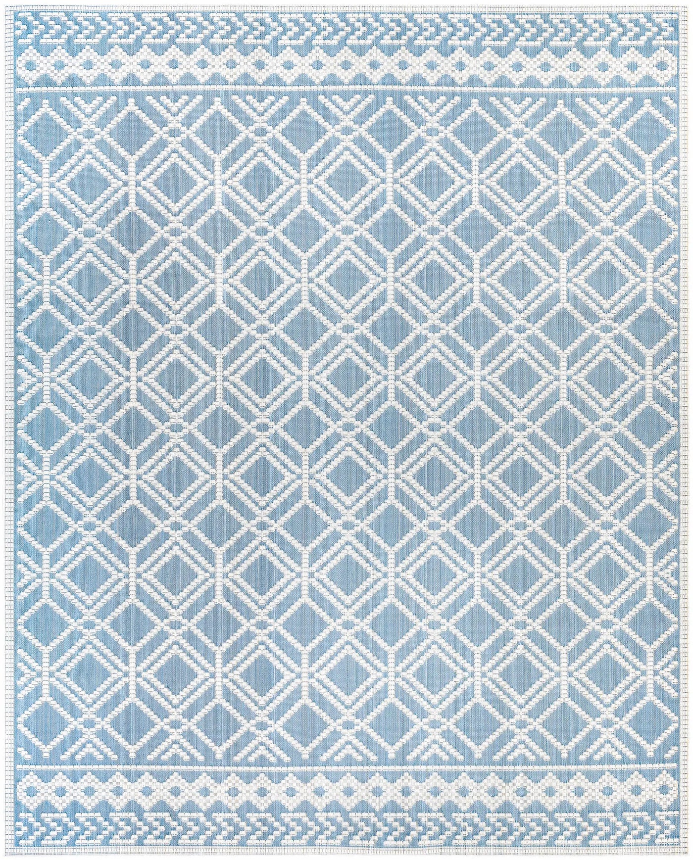 Wingina 8x10 Ice Blue Trellis Outdoor Rug - Clearance by Boutique Rugs