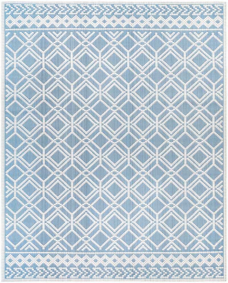 Wingina 8x10 Ice Blue Trellis Outdoor Rug - Clearance by Boutique Rugs