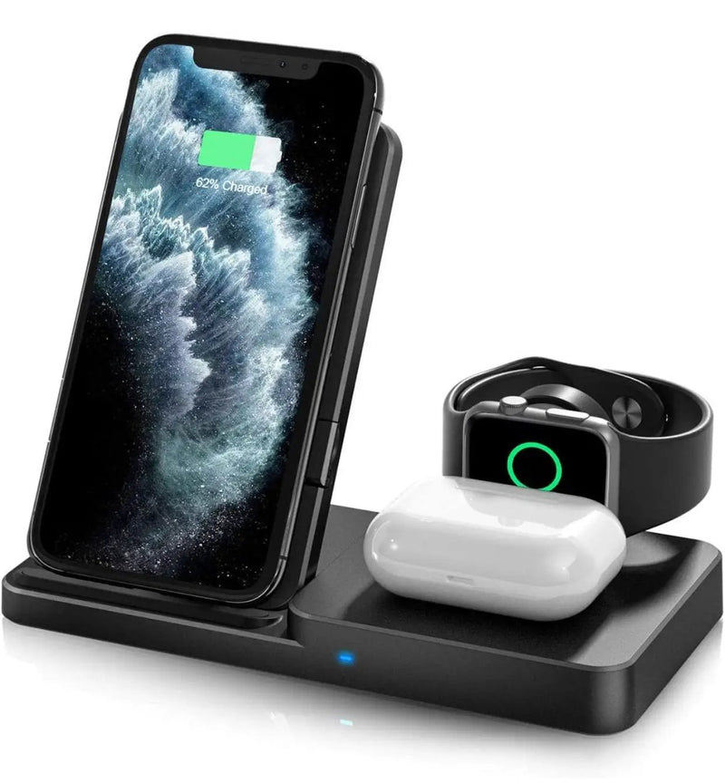 Wireless Charger, Qi-Certified Fast Wireless Charging Station for AirPods/Apple Watch Series/iPhone by Outdoor Solar Outlet
