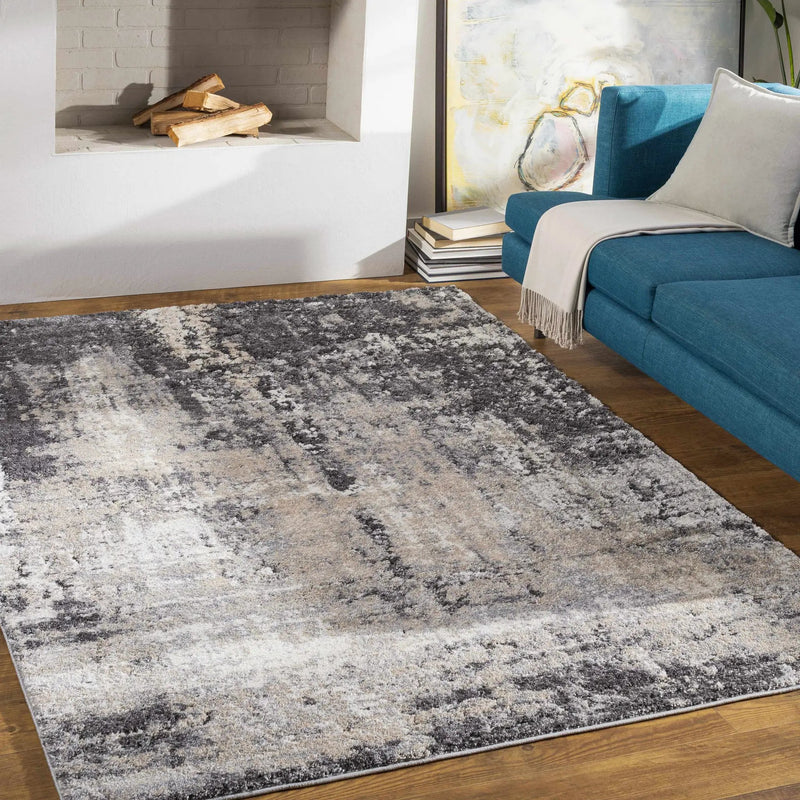 Witchford Abstract Charcoal Thick Rug by Boutique Rugs