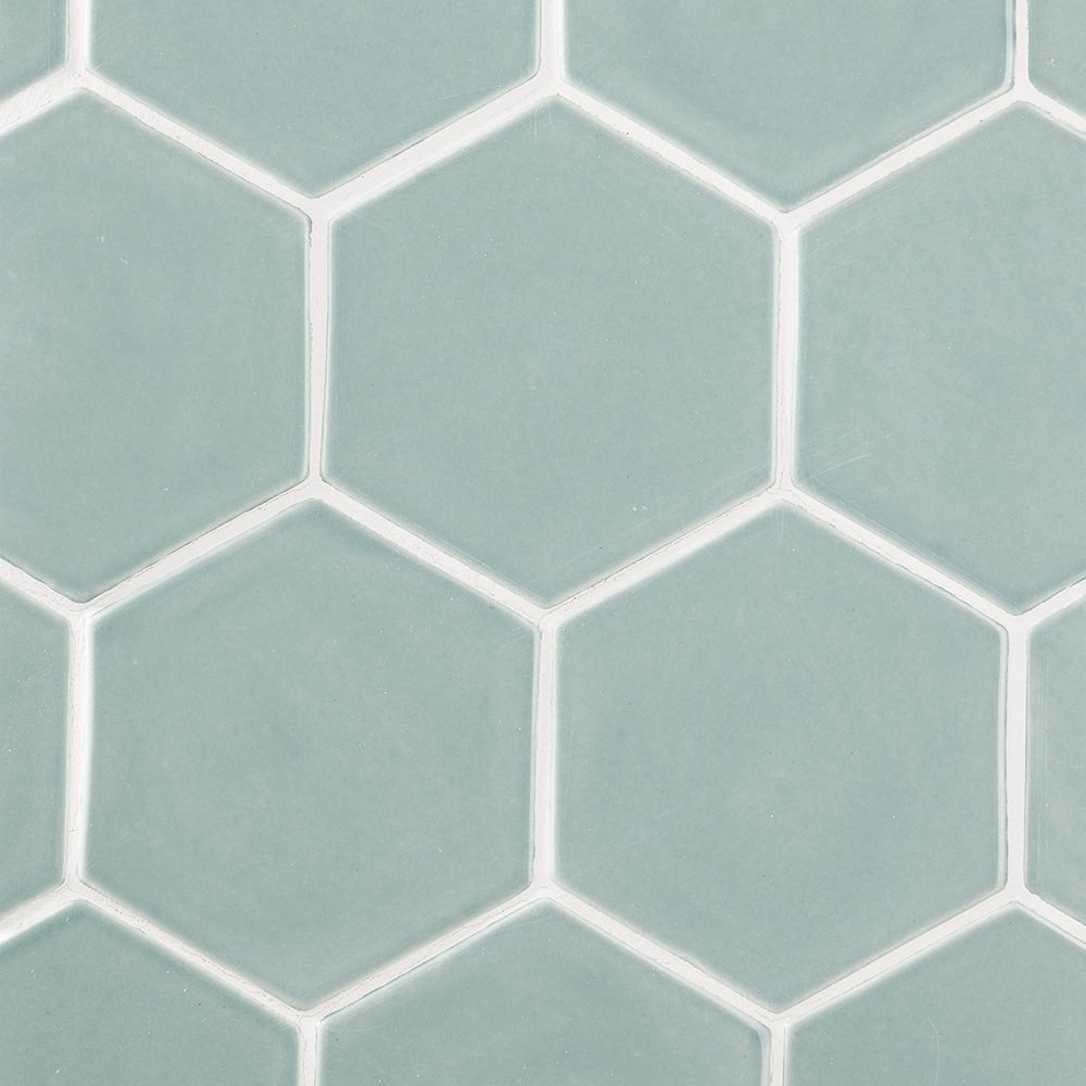 Sage Glossy Hexagon 5 Ceramic Tiles 5 Ceramic Glossy 6x6 Tiles — 2