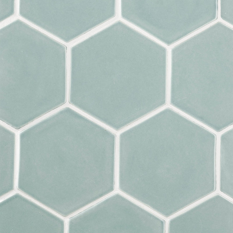 Sage Glossy Hexagon 5 Ceramic Tiles 5 Ceramic Glossy 6x6 Tiles — 2