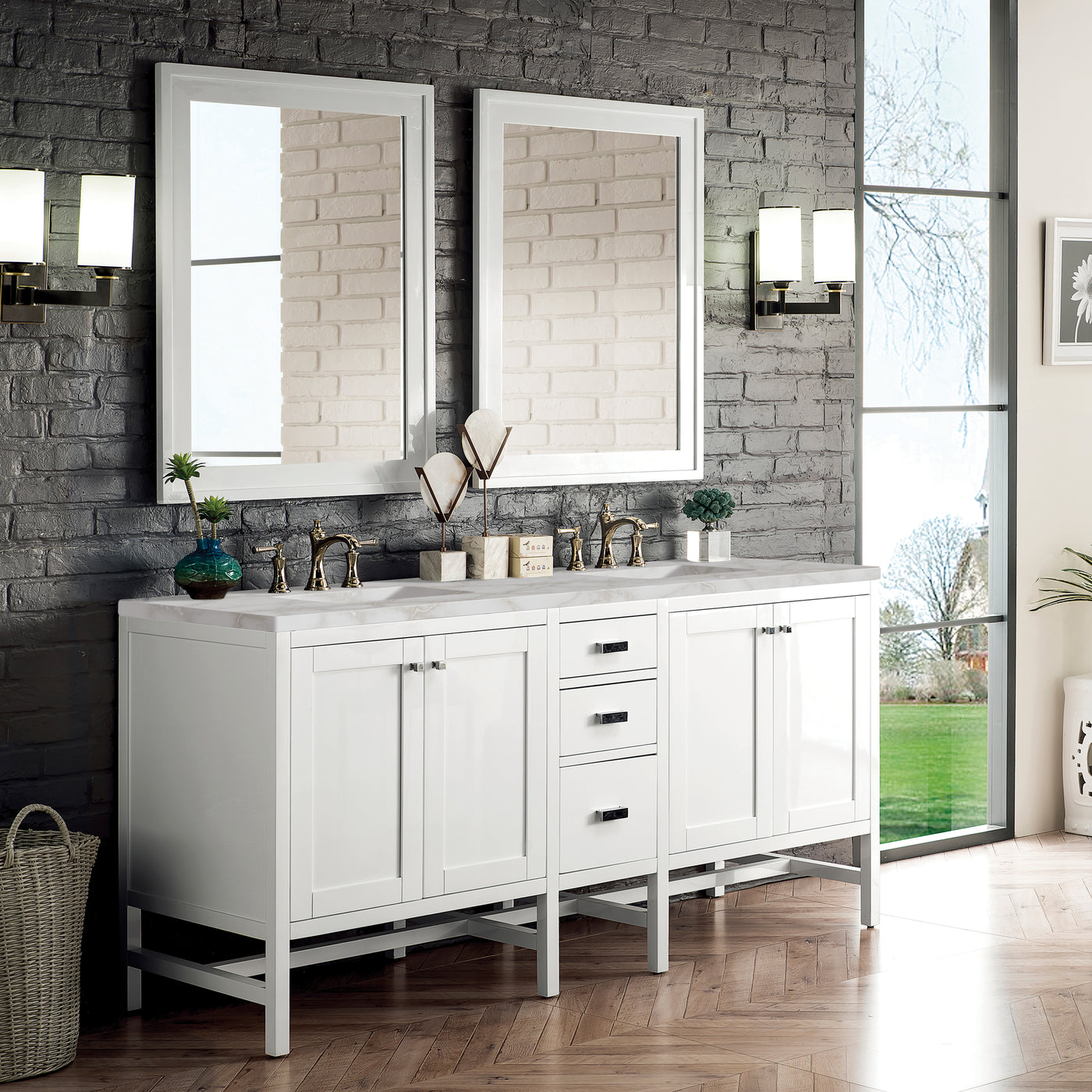 James Martin Addison 72" Double Bathroom Vanity, Glossy White, view 38