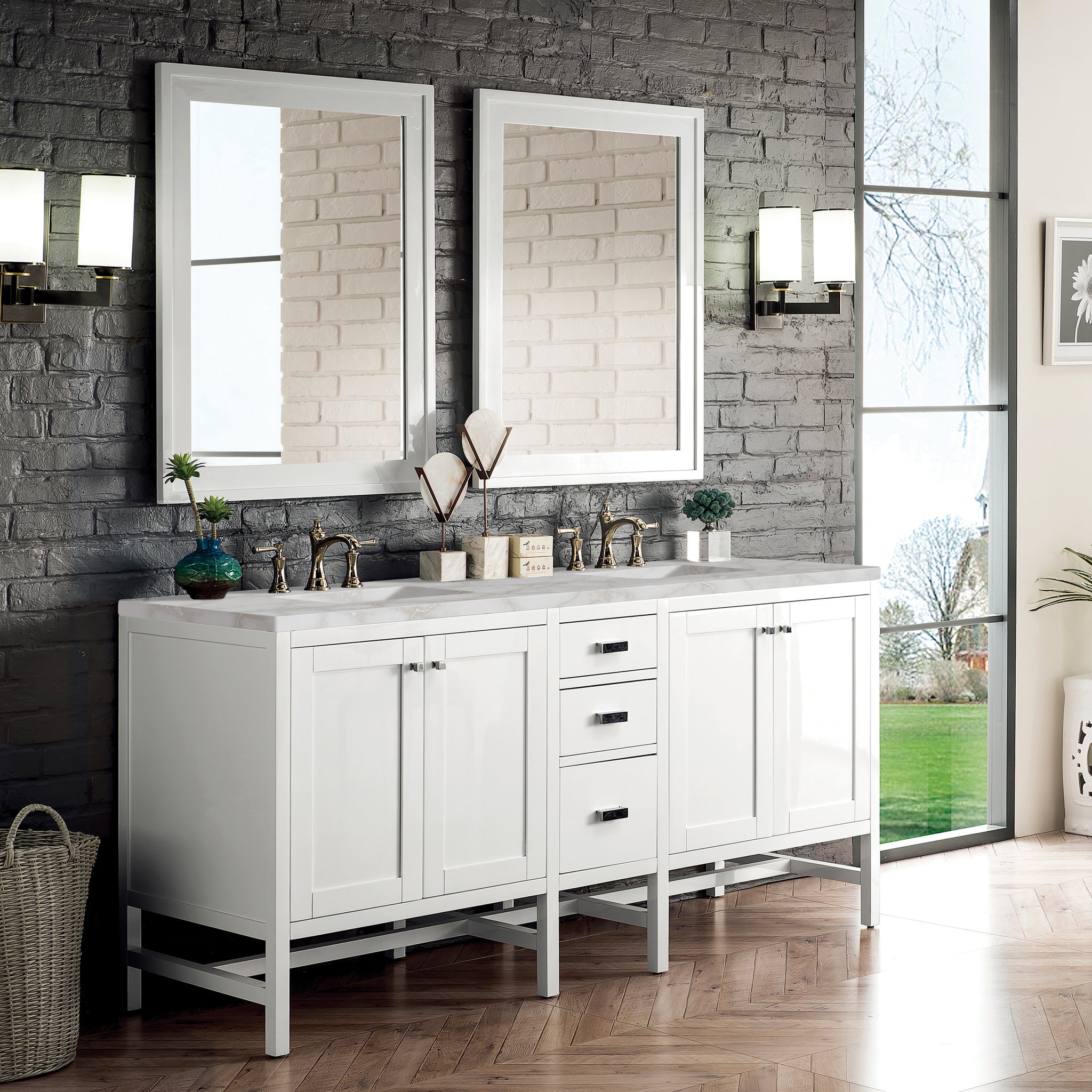 James Martin Addison 72" Double Bathroom Vanity, Glossy White, view 38