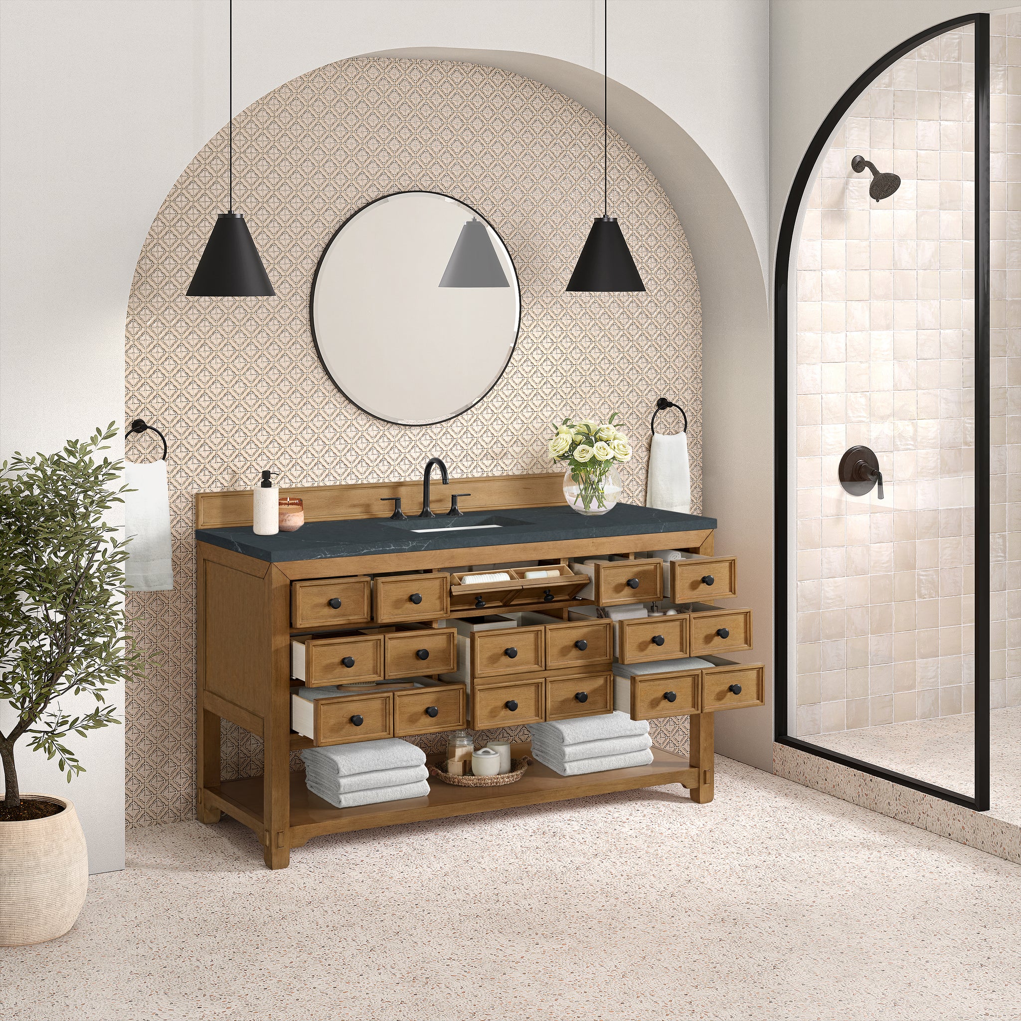 James Martin Malibu 60" Single Bathroom Vanity, Amber Birch, view 35