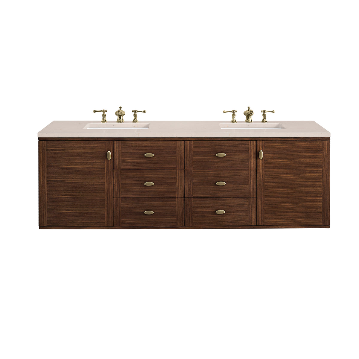 James Martin Amberly 72" Dual Mount Double Bathroom Vanity, Mid-Century Walnut, view 32