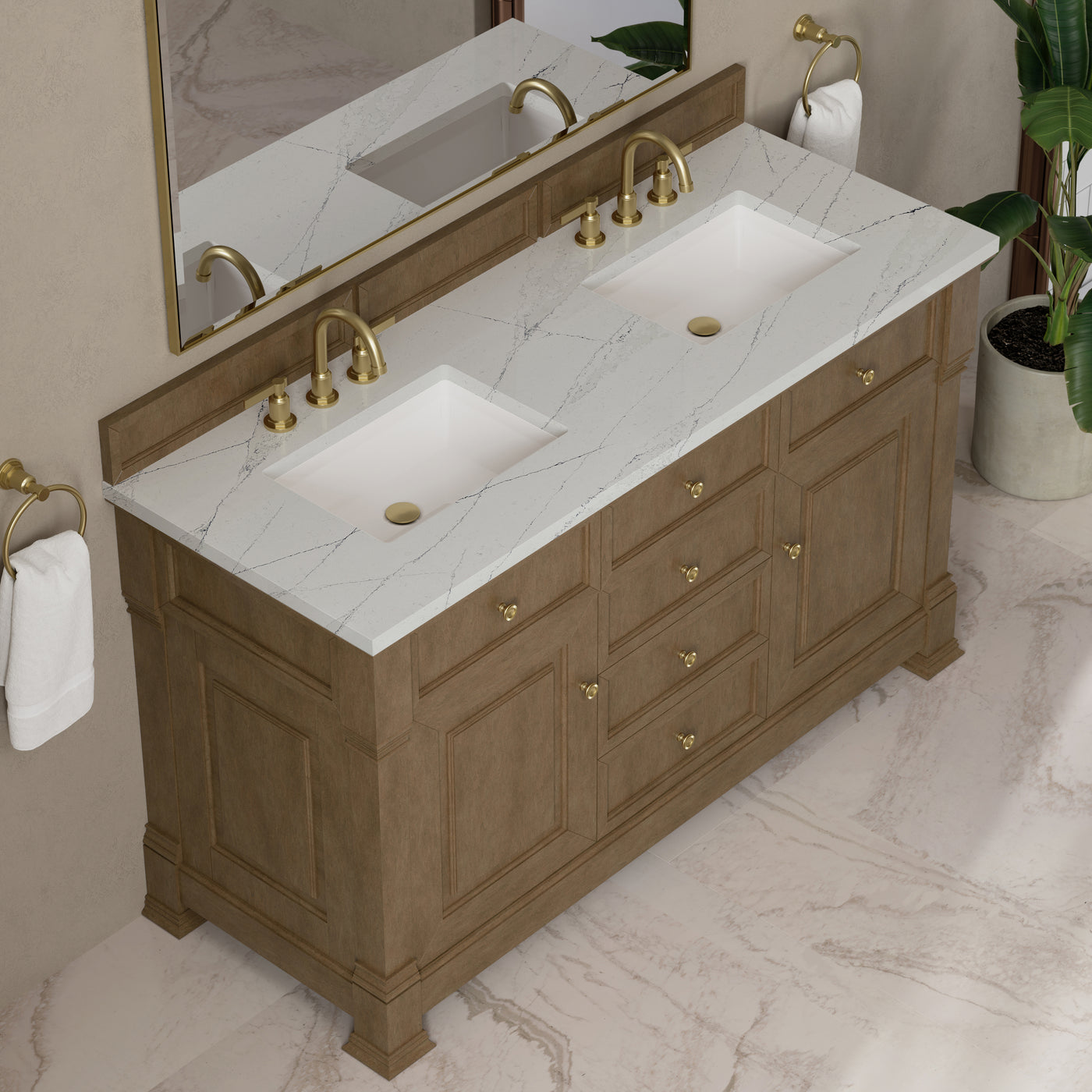 James Martin Brookfield 60" Double Bathroom Vanity, Pecan, view 37