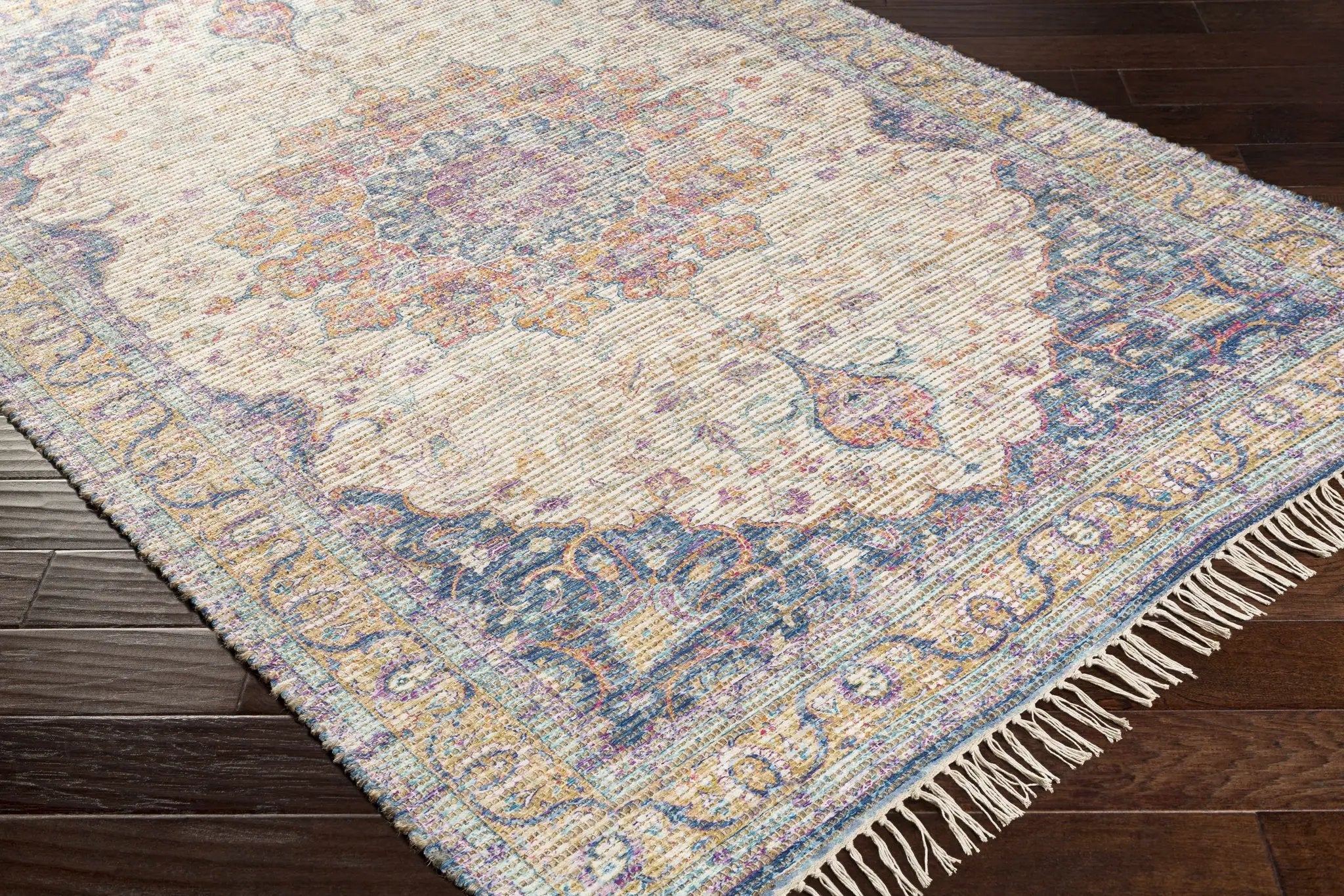 Wallburg Hand Woven Colorful Tassel Rug - Clearance by Boutique Rugs