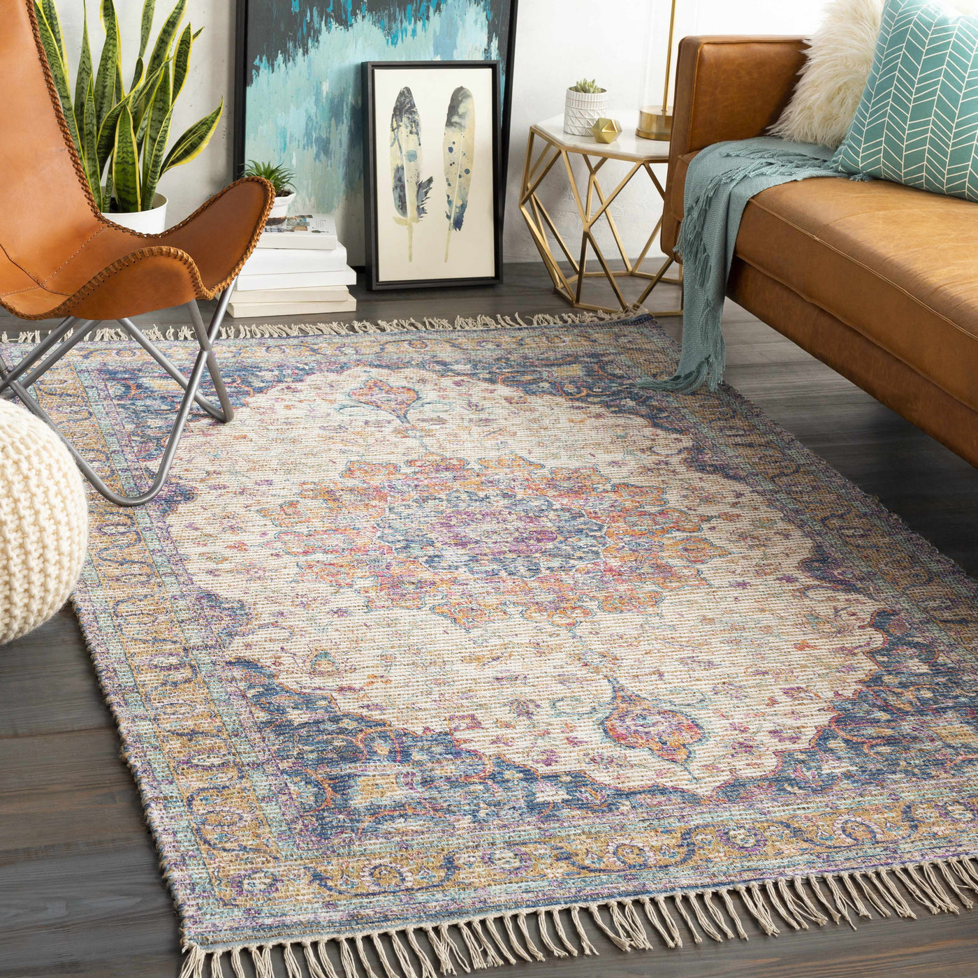 Wallburg Hand Woven Colorful Tassel Rug - Clearance by Boutique Rugs