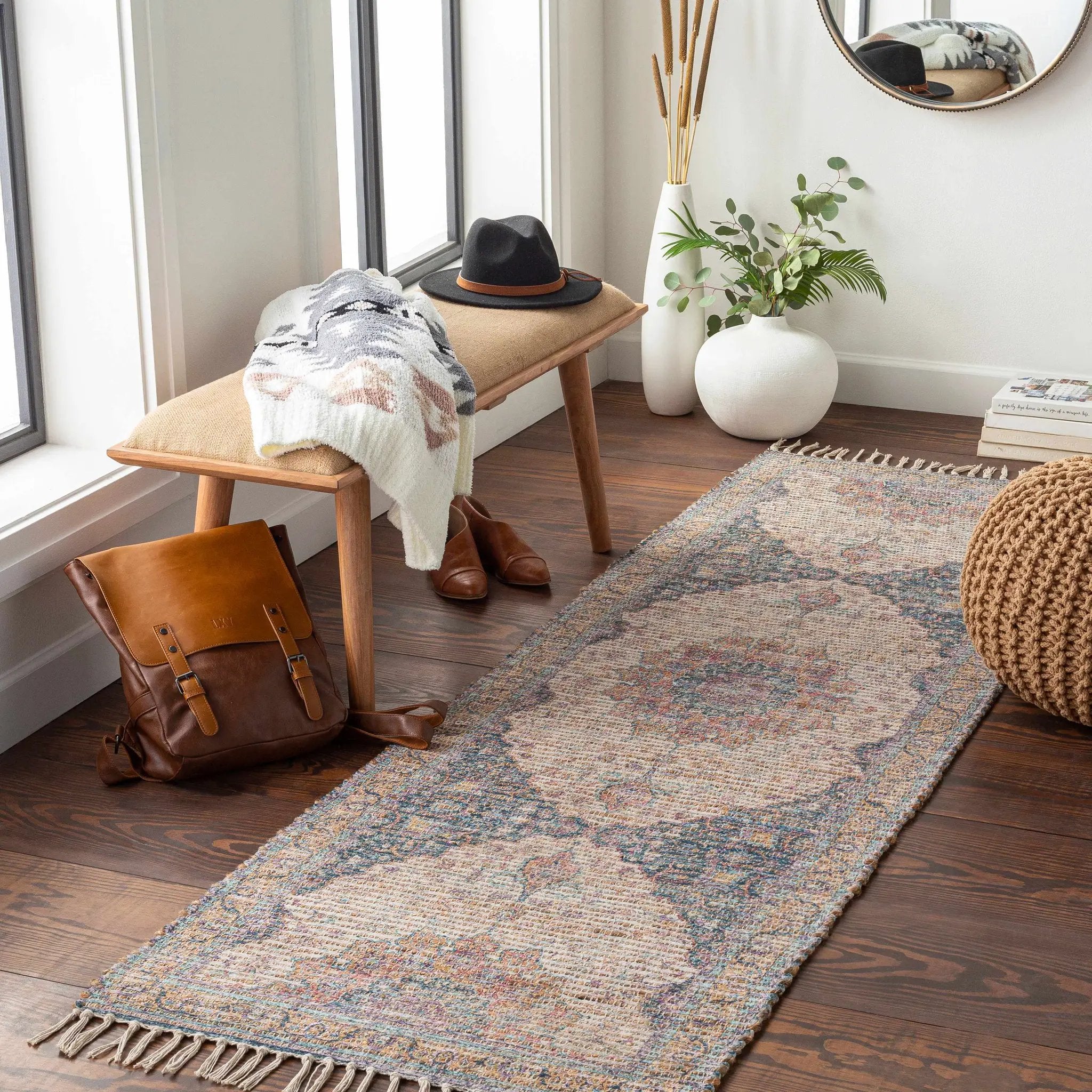 Wallburg Hand Woven Colorful Tassel Rug - Clearance by Boutique Rugs