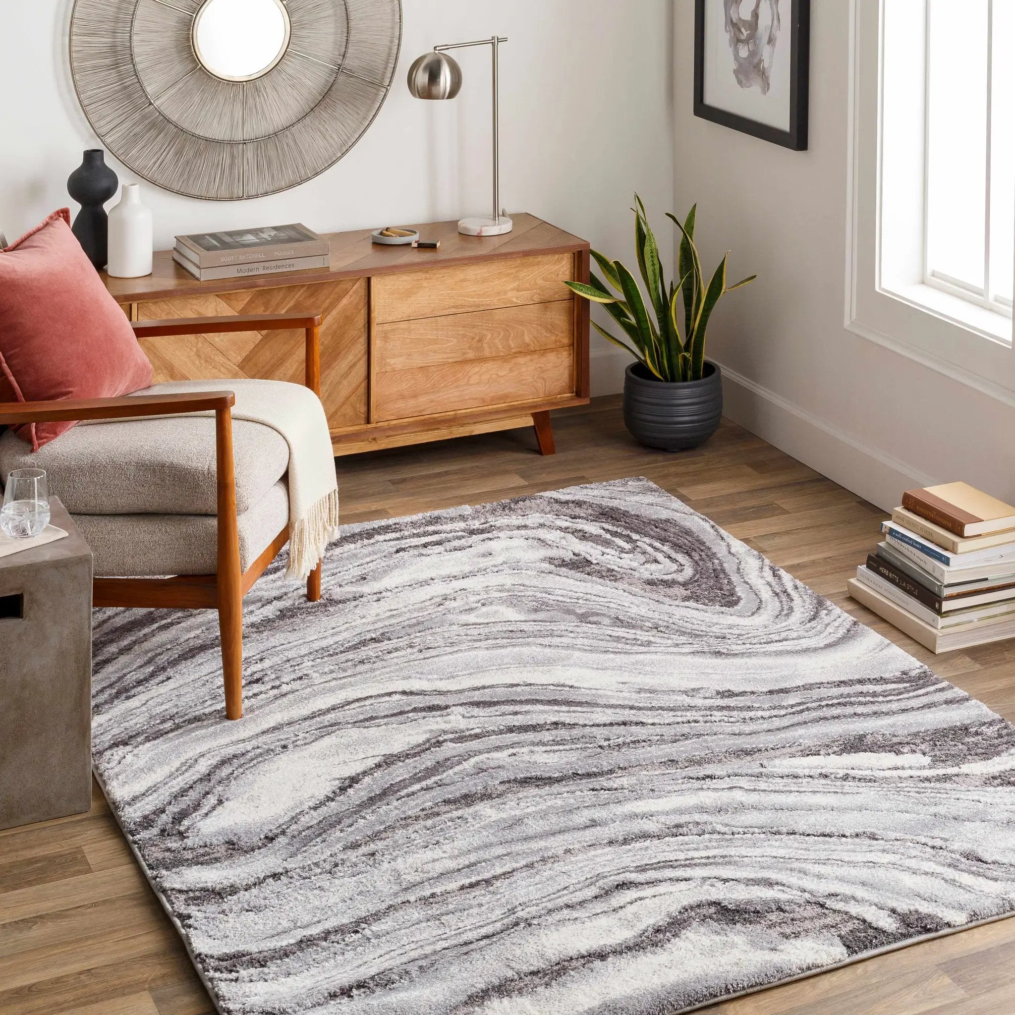 Walloon Gray Marble Thick Rug - Clearance by Boutique Rugs