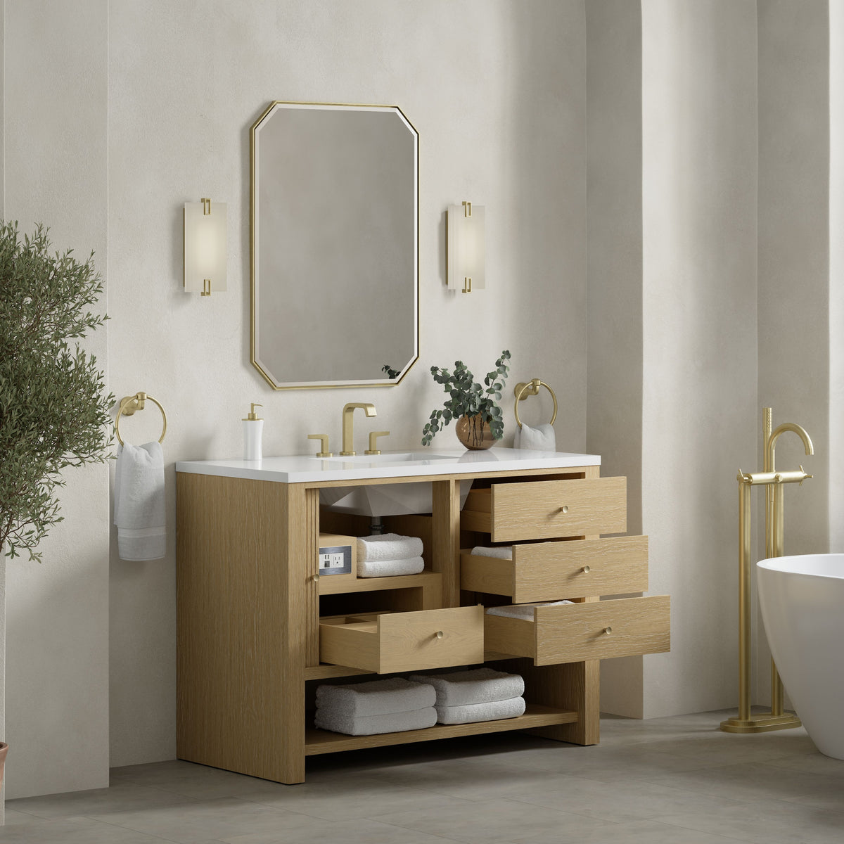 James Martin Marigot 48" Single Bathroom Vanity, Sunwashed Oak, view 29
