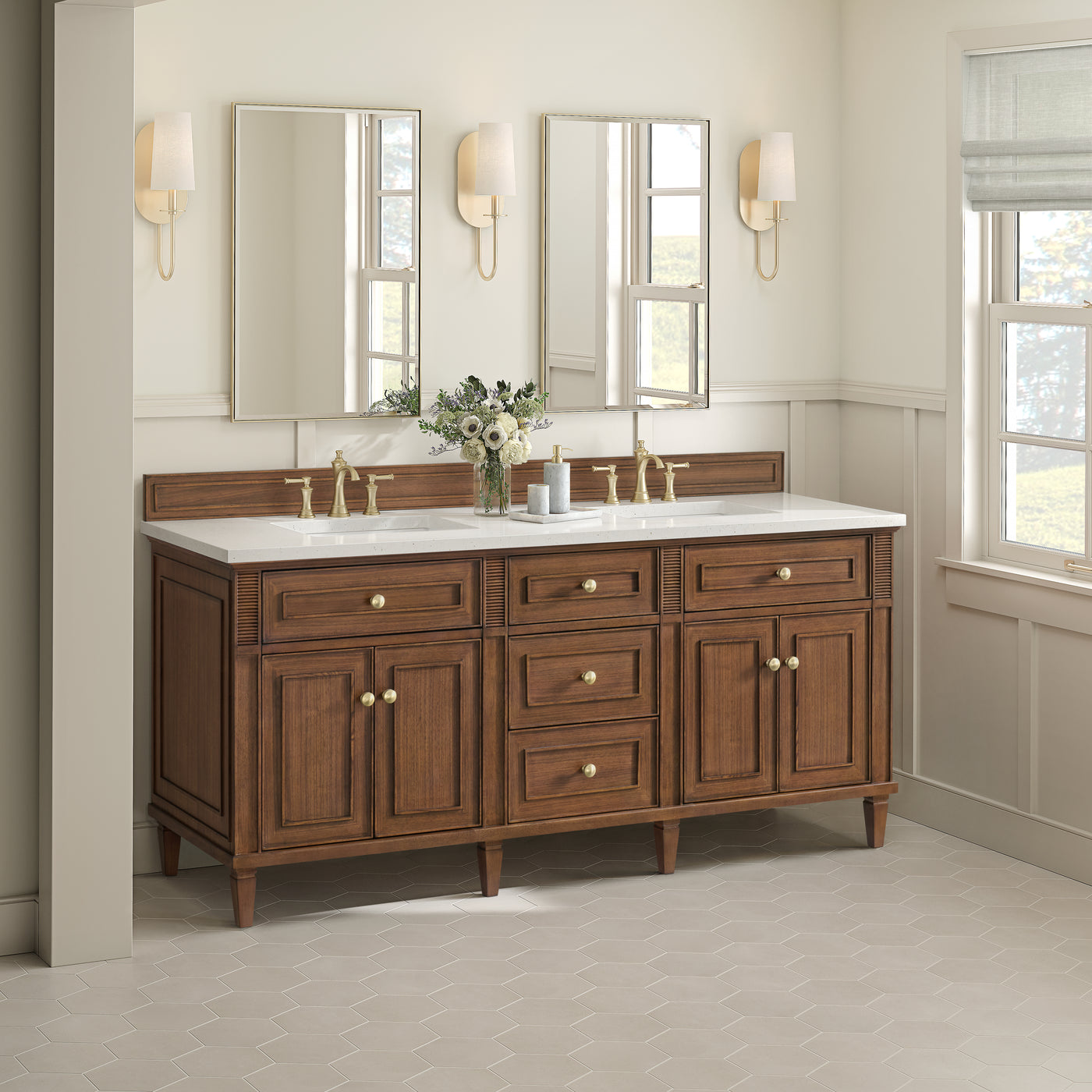 James Martin Lorelai 72" Double Bathroom Vanity, Mid-Century Walnut by James Martin