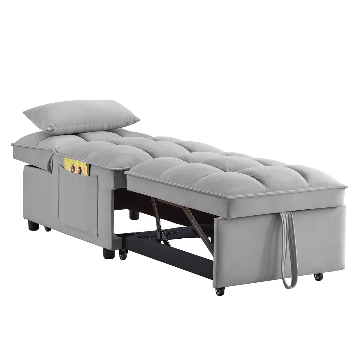 4 in 1 Multi-Function Single Sofa Bed with Adjustable Backrest - Gray, photo 11 of 14