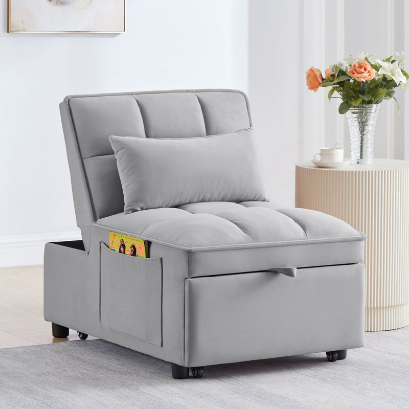 4 in 1 Multi-Function Single Sofa Bed with Adjustable Backrest - Gray, photo 2 of 14