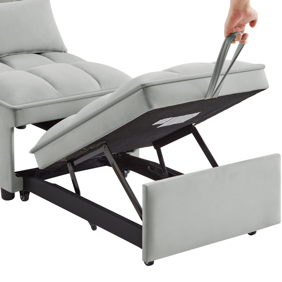 4 in 1 Multi-Function Single Sofa Bed with Adjustable Backrest - Gray, photo 6 of 14
