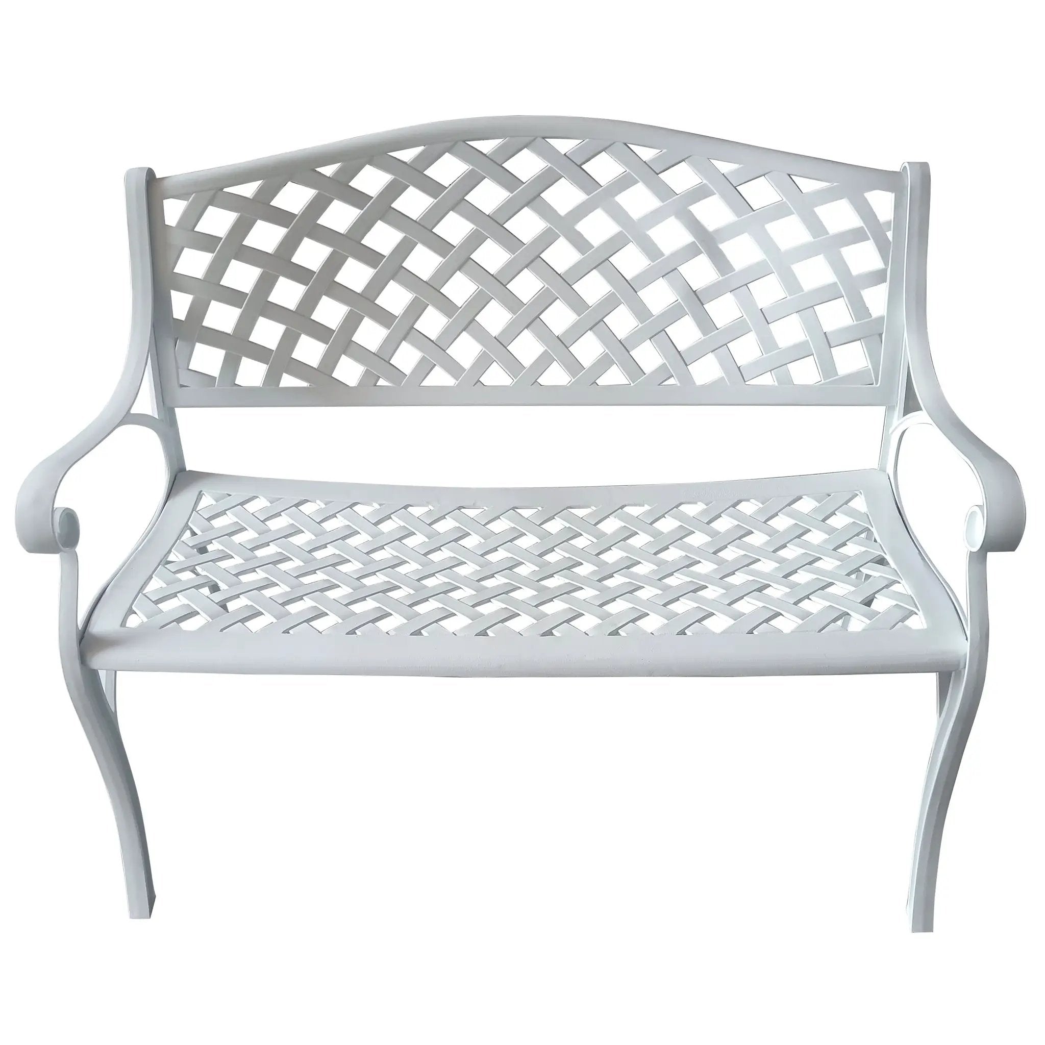 Outdoor Aluminum Modern 40-in White Patio Bench Loveseat by Sharicks