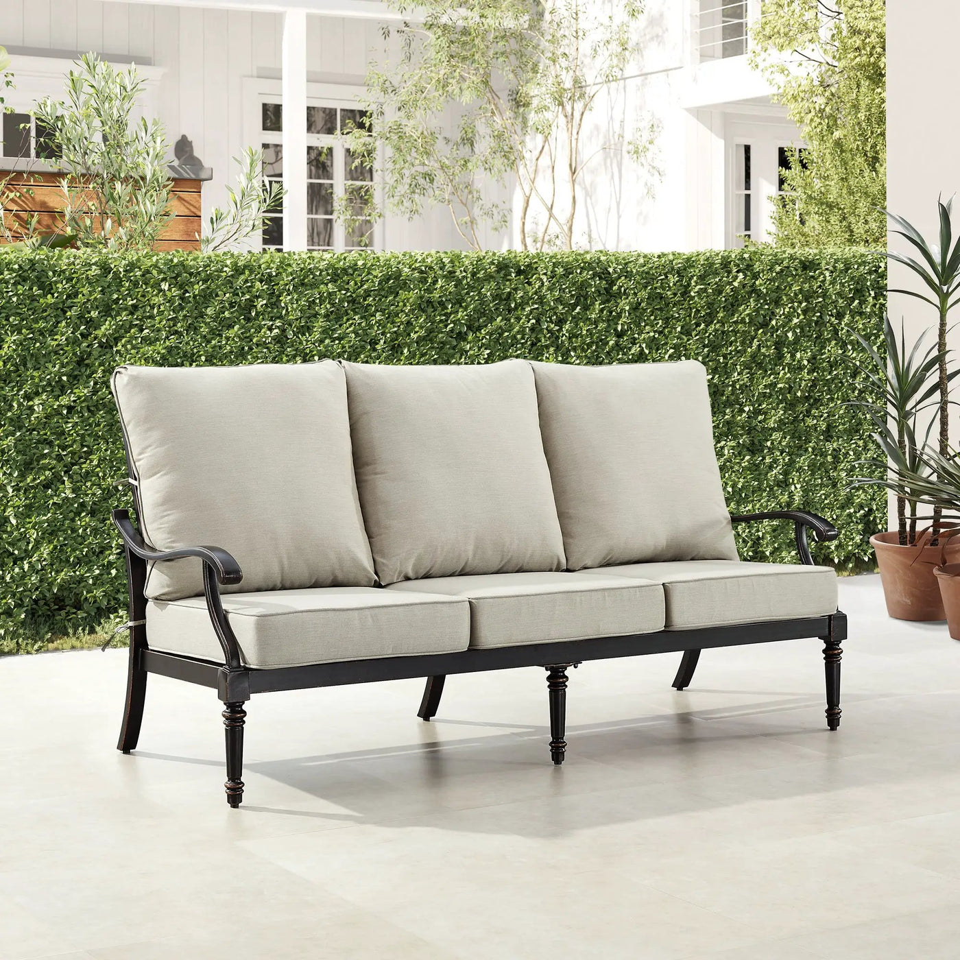 Black Aluminum Deep Seating Sofa with Cushions by Sharicks