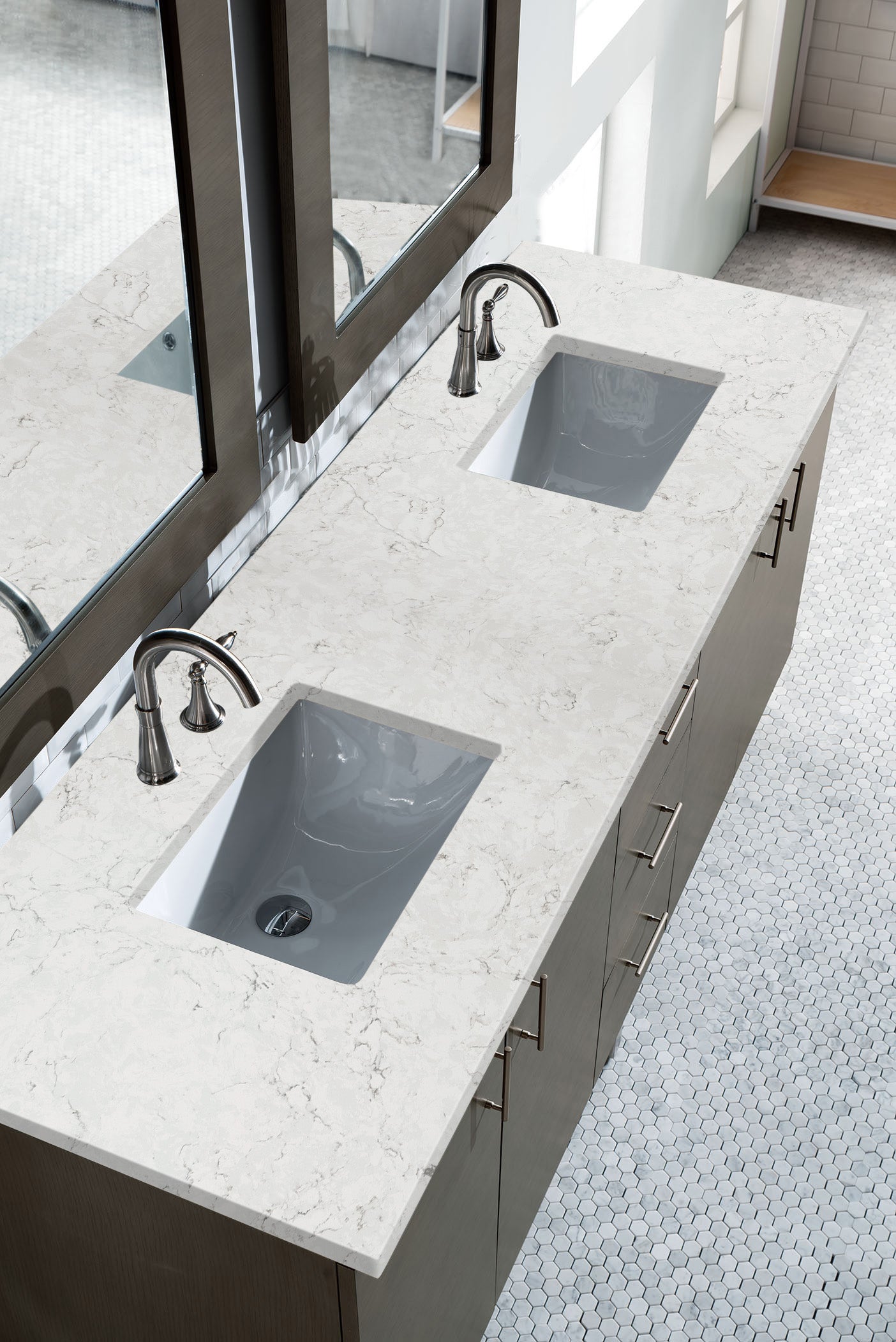 James Martin Metropolitan 72" Dual Mount Double Bathroom Vanity, Silver Oak by James Martin
