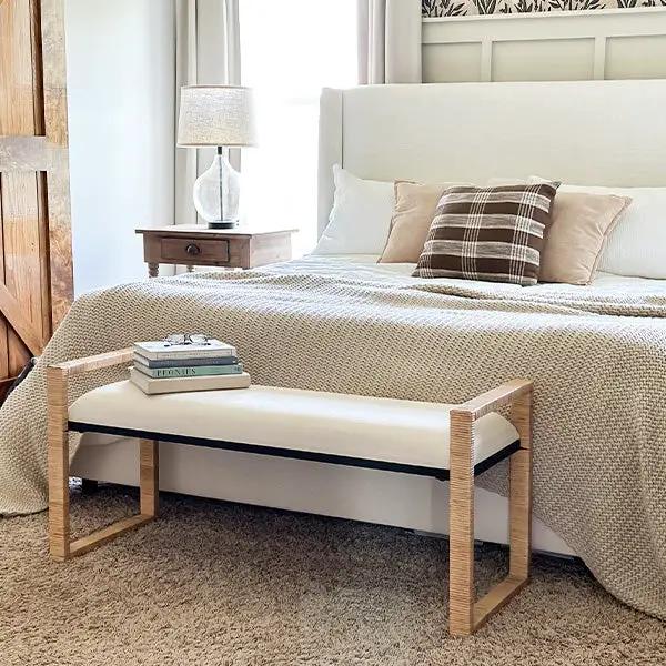 Woven Rattan Wooden Bench by Decor Steals