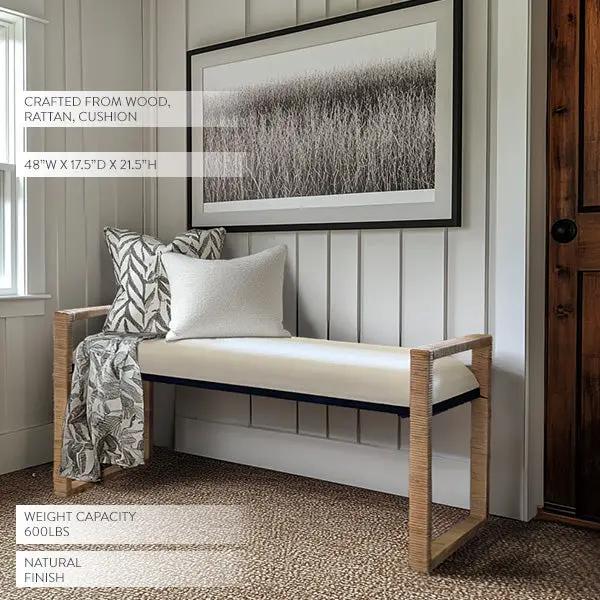 Woven Rattan Wooden Bench by Decor Steals