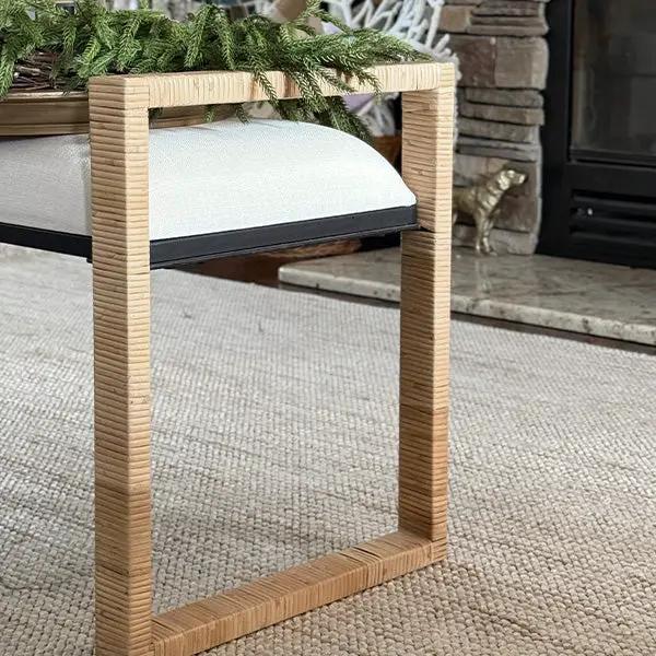 Woven Rattan Wooden Bench by Decor Steals