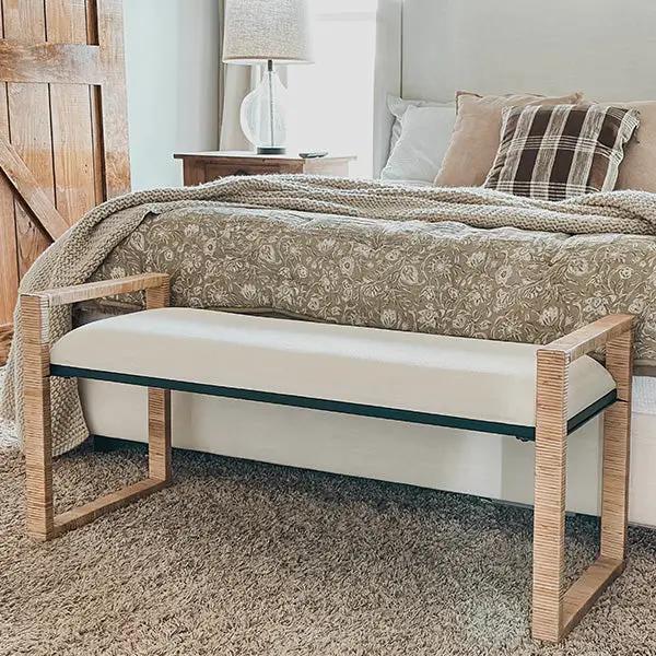 Woven Rattan Wooden Bench by Decor Steals
