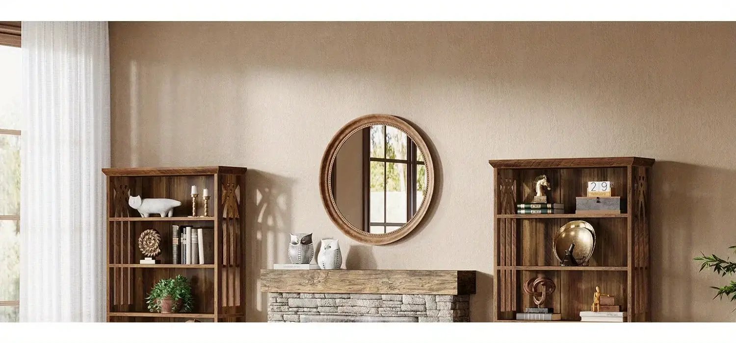 Wood Bookcase 6-Tier 75-Inch Brown Freestanding Shelves by House Of Avana