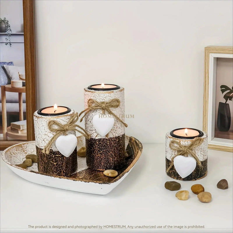 Wood Candlestick - White Rustic Farmhouse Tea Light Holders by House Of Avana