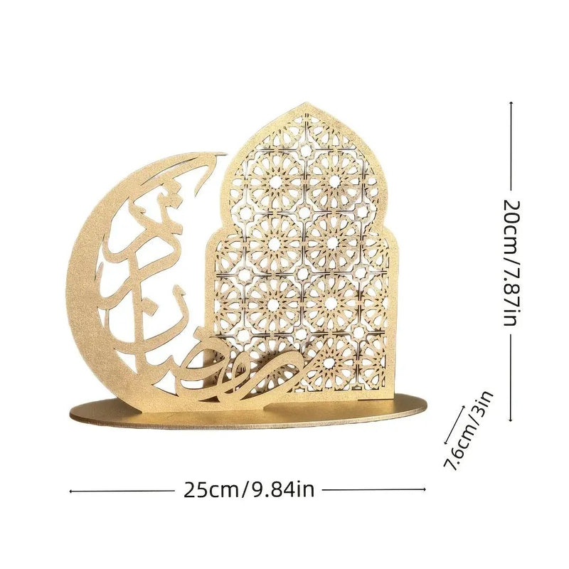 Wood Decorative Sign - Traditional Wooden Tabletop Eid Decoration by House Of Avana